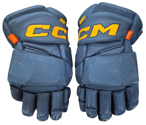 CCM Jetspeed Pro Stock Hockey Gloves 14" Gaudet Blues Used (16056)