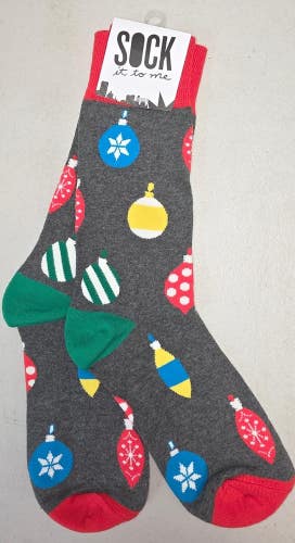 ST5 Sock It To Me "Christmas Tree Ornaments" Crew Length Socks FREE SHIPPING