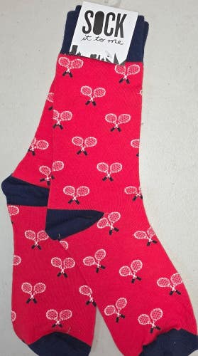 ST6 Sock It To Me "Crossed Tennis Racks Design" Crew Length Socks FREE SHIPPING
