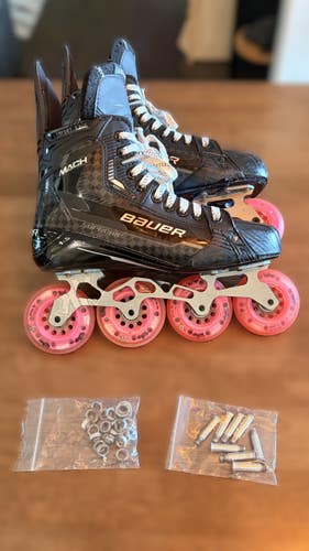 Bauer Supreme Custom Mach's with Rinkster Sniper Hi-Lo - Inline Hockey Skates (Size 7.75)