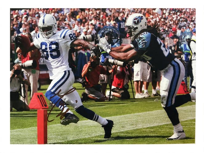 Marvin Harrison Autographed Signed 8x10 Photo Colts TD Pylon JSA COA