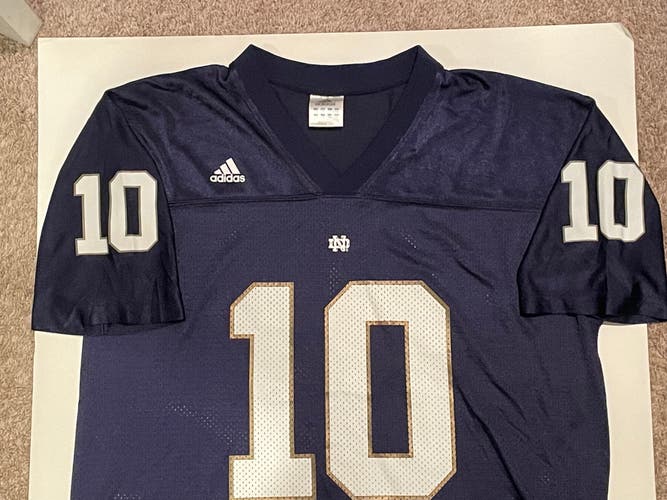 Vintage Adidas Notre Dame Fighting Irish #10 Brady Quinn Jersey Size L Blue