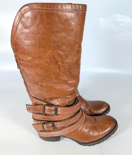 Freebird By Steven Womens Dillon Cognac Leather Buckle Tall boots Size US 6