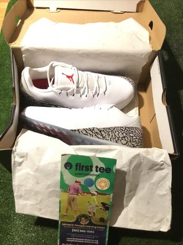 Michael Air  Jordan ADG Size 7.5 White/Fire Red Golf Shoes With Spikes