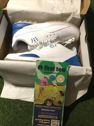 Michael Air Jordan ADG 3 Size 7 White/Blue Golf Shoes With Spikes