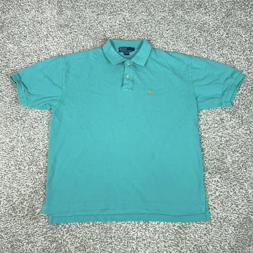 Polo Ralph Lauren Mens Shirt Large Green Pony Golf Solid Preppy Cotton Top Logo
