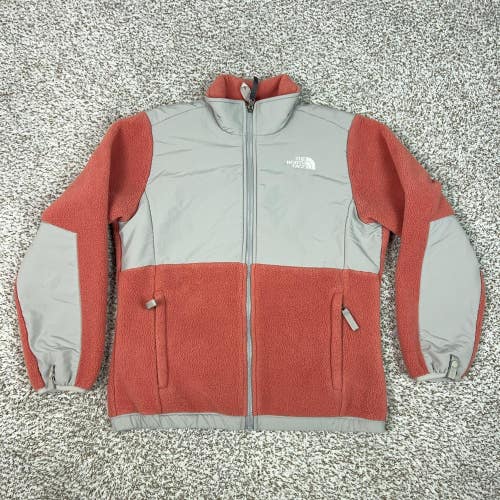 The North Face Jacket Girls Large Orange Gray Fleece Colorblock Outdoor Denali