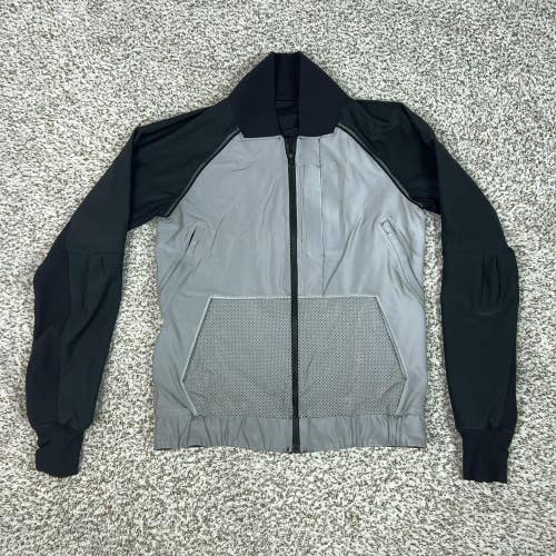 Lululemon Jacket Womens 4 Gray Black Track Full Zip Colorblock Running Athletic