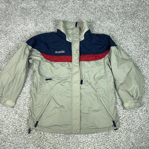 Columbia Jacket Womens L Beige Windbreaker Hooded Outdoor Boulder Ridge Outdoor