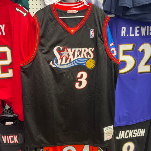 Philadelphia 76ers Allen Iverson #3 throwback NBA Jersey Black XXXXL Men's Jersey (New)