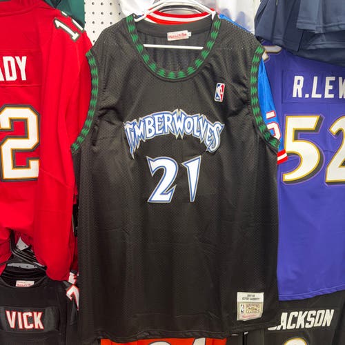 Minnesota Timberwolves Kevin Garnett #21 throwback nba jersey Black XXXXL Men's Jersey (New)