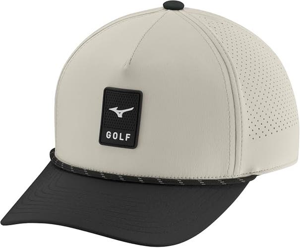 NEW Mizuno Links 5 Panel Khaki/Black Adjustable Snapback Golf Hat/Cap