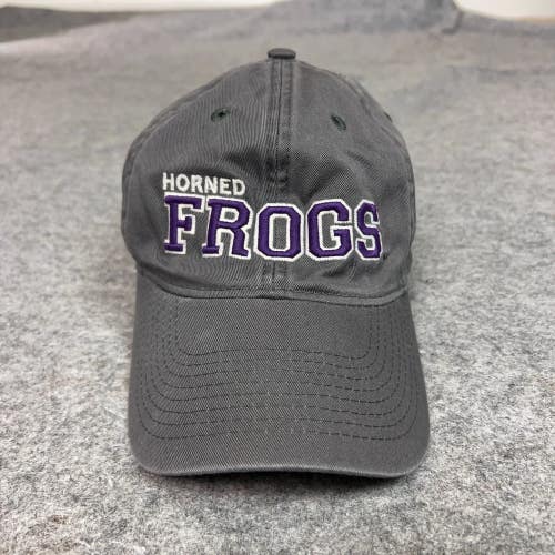 TCU Horned Frogs Mens Hat Strap Back Gray Purple Logo Casual College NCAA Cap