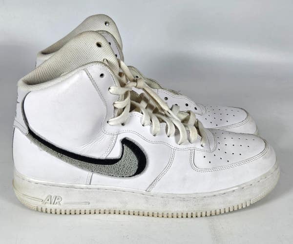 Nike Air Force One High Top Shoes Chenille Swoosh White 806403-105 Men Size 13