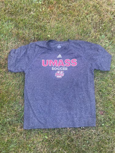 Gray Large Men's UMass Soccer Adidas Shirt (Used)
