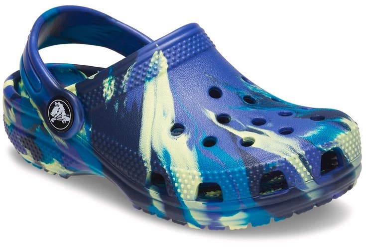 Crocs Classic 207464-4RR Clogs Kids US 1 M Navy Teal Marble Casual Shoes GBO4666