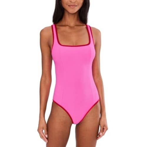 Beach Riot Cala One Piece Swimsuits Small Electric Pink Square Neck GBO4588