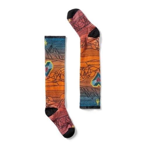 Smartwool Ski Socks Junior M Orange Rust Geo Peak Print Zero Cushion OTC GBO4610