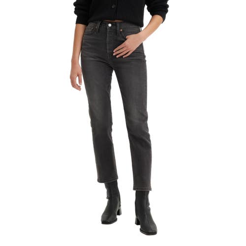 Levi's Wedgie Jeans Womens 27 Black Denim Stretch High Rise Straight Leg GBO4637