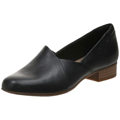 Clarks Juliet Palm Loafers Women's 8.5 Wide Black Leather Slip On Shoes ZOGG4454