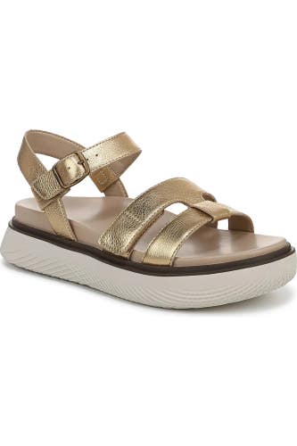 Vionic Solana Sandals Womens US 9.5 Wide Gold Metallic Platform Strappy ZOGG4333