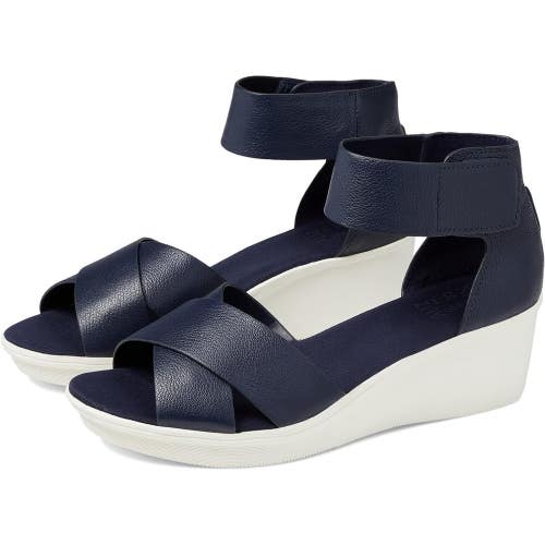 Naturalizer Riviera Sandals Women's 7 W Navy Leather Wedge Ankle Strap ZOGG4500