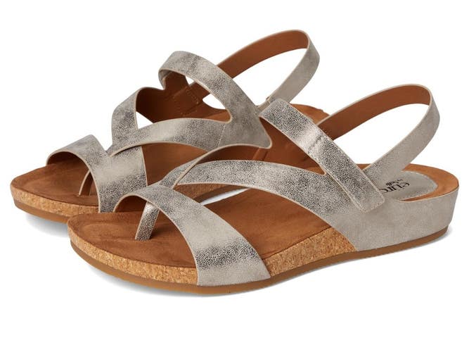 Eurosoft by Sofft Gianetta Sandals Womens 8.5D Silver Gold Ankle Strap ZOGG4502
