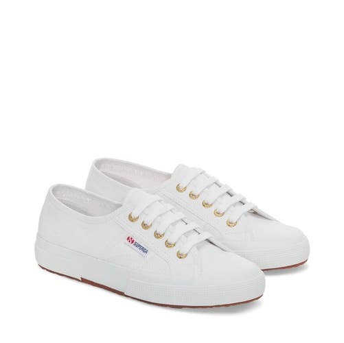 Superga 2750 Sneakers Men's 3.5M White Gold Canvas Low Top Tennis Shoes ZOGG4460