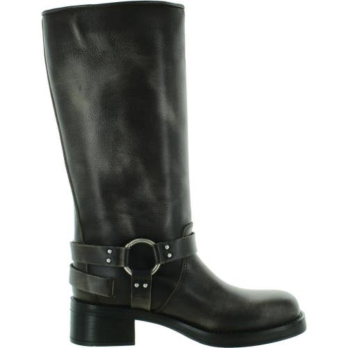 Steve Madden Rocky Women's US 8.5 Black Leather Mid-Calf Moto Boots ZOGG4388