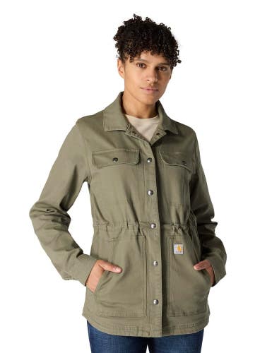 Carhartt TENCEL Fiber Series Coat Women Small Dusty Olive Canvas Workwear MOT265