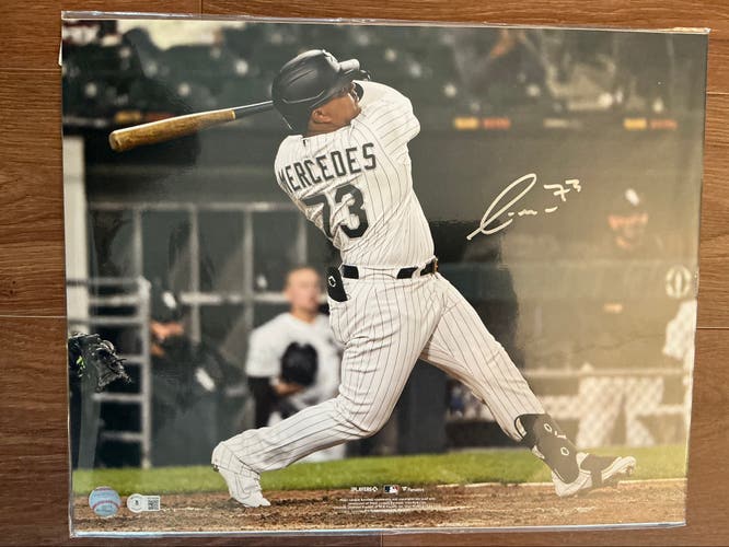Yermin Mercedes Autographed Signed 16x20 Photo White Sox Mid Swing Beckett COA