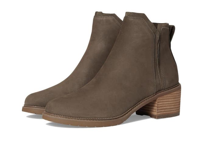 Toms Hailey 10021294 Boots Women's US 7.5 B Canteen Leather Ankle Bootie MEW2616