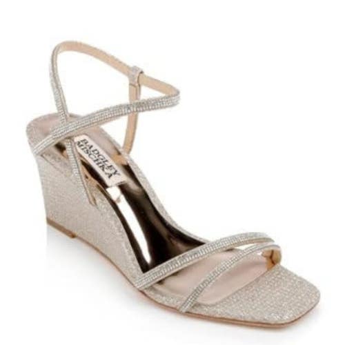 Badgley Mischka Unity Sandals Women's 7.5 Pale Gold Square Toe Strappy ZOGG4360