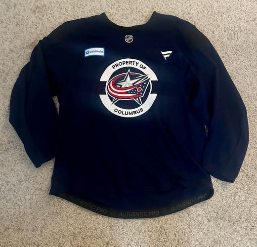 COLUMBUS BLUE JACKETS FANATICS PRO STOCK PRACTICE JERSEY 58