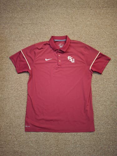 Florida State Seminoles Burgundy Dri-Fit Mens Polo Shirt Large