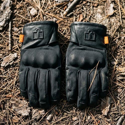 Icon Mens L Black Tarmac 2 Leather Motorcycle Gloves D3O Armor Moto Bikercore