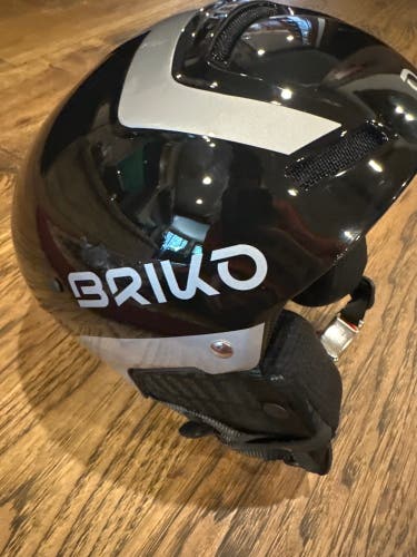 Briko Slalom EPP Soft Ear Helmet with Matching Chin Guard – Shiny Black/Silver – Size 54cm