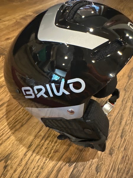 Briko Slalom EPP Soft Ear Helmet with Matching Chin Guard – Shiny Black/Silver – Size 52cm