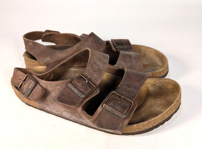 Birkenstock Milano Saddle Brown Leather Sandals Shoes Slingback Size 42 / W11 M9