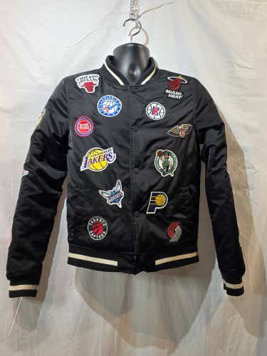 NBA Licensed Multi-Team All-Over Patches Varsity Bomber Jacket