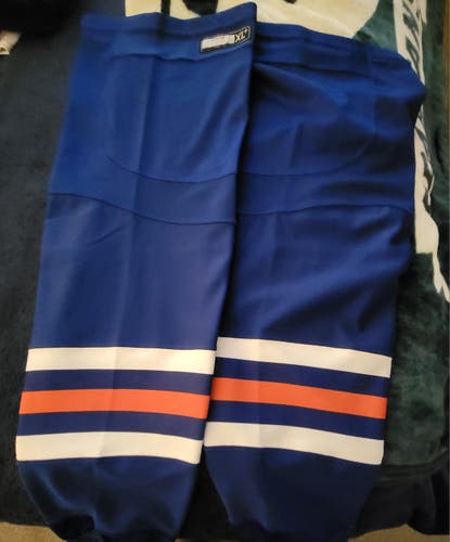 Blue Edmonton Oiler Senior CCM Edge Socks Pro Stock (New)