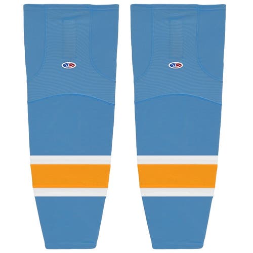 Athletic Knit HS2100-473 Sky/White/Gold Cut&Sew Mesh Ice Hockey Socks - Intermediate 25"