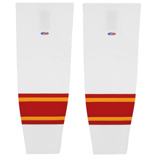 Athletic Knit HS2100-472 2021 Calgary White Cut&Sew Mesh Ice Hockey Socks - Youth 21"