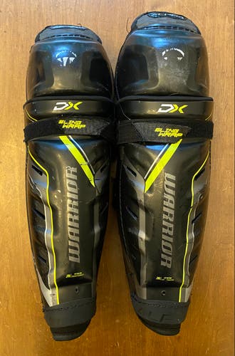 Warrior Alpha DX Junior Hockey Shin Guards 13” Black Yellow Silver DXSGJR9