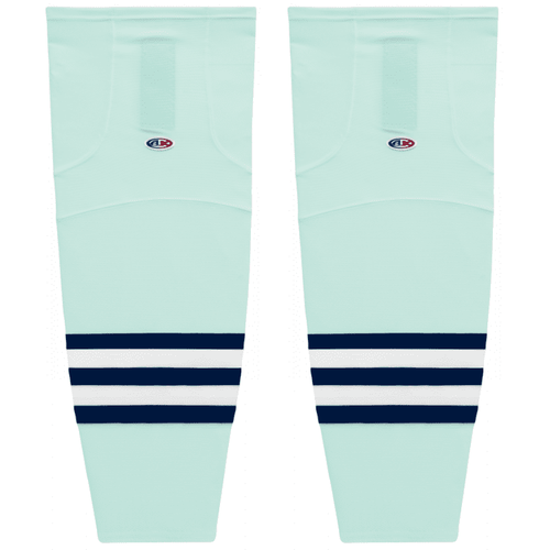 Athletic Knit HS2100-421 Ice Blue/Navy/White Mesh Hockey Socks - Senior XL Wide 30"