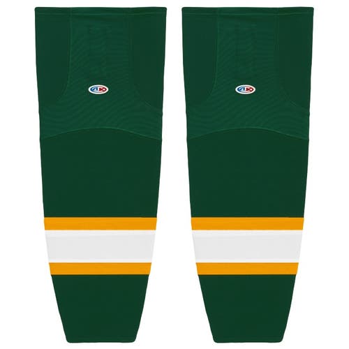 Athletic Knit HS2100-439 Dark Green/Gold/White Cut&Sew Mesh Ice Hockey Socks - Intermediate 25"