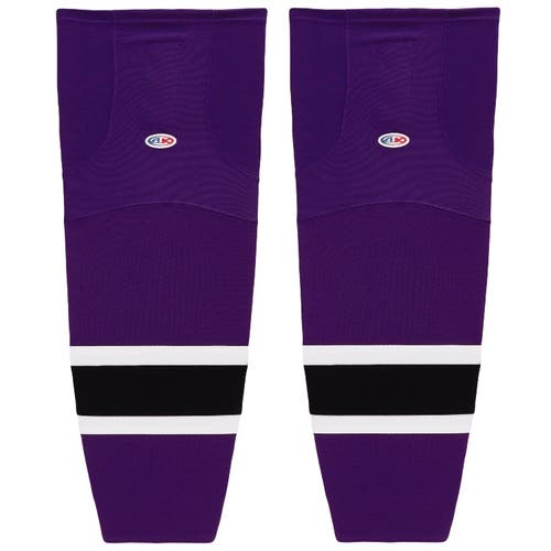 Athletic Knit HS2100-438 Purple/White/Black Cut&Sew Mesh Ice Hockey Socks - Intermediate 25"