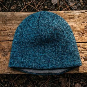 The North Face Men's Beanie Blue Marled Wool Blend Knit Winter Hat Ski Gorpcore