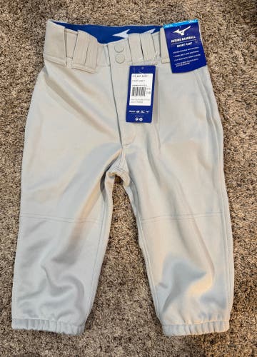 Gray Unisex Small Youth Mizuno Game Pants (New)