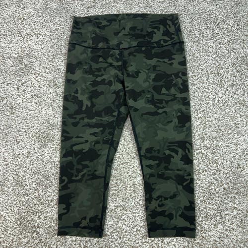 Lululemon Pants Women 12 Green Camo High Rise Cropped Leggings Wunder Under Yoga